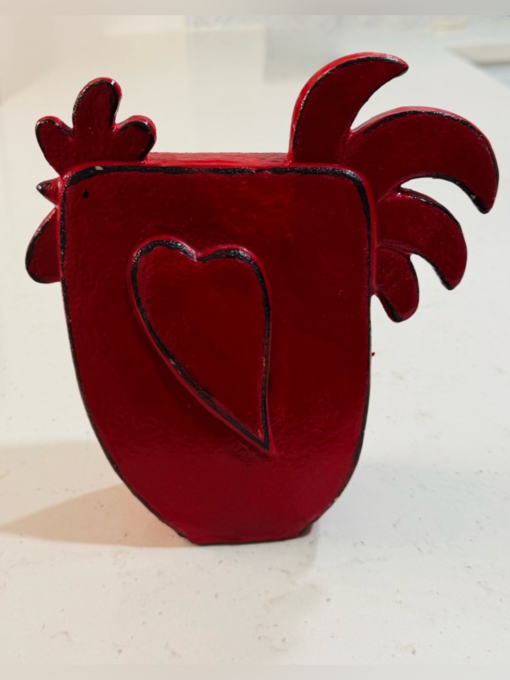 Red Heart Rooster Decorative Accent - Home Accents Decor 8”